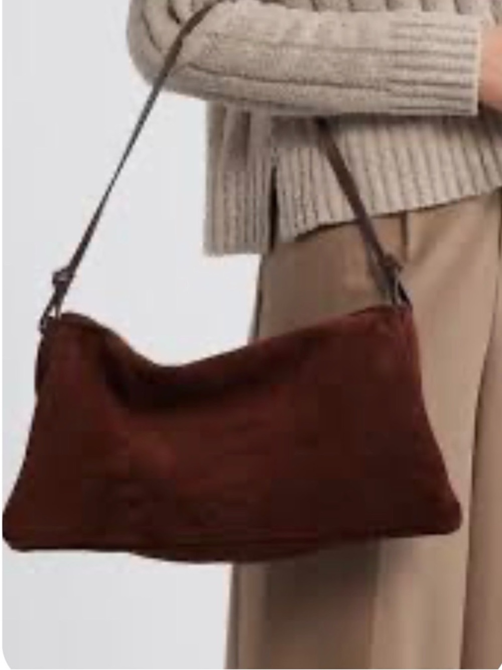 STAUD WALLY BROWN MAHAGONY SUEDE SHOULDER HANDBAG $425